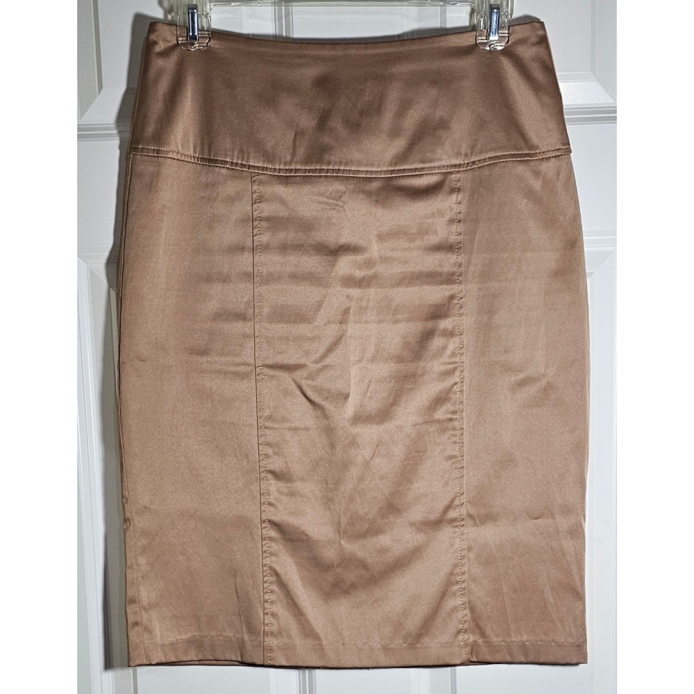 ❤️‍🔥$6~ Lovely Day Gold Satin Pencil Skirt, Size Medium